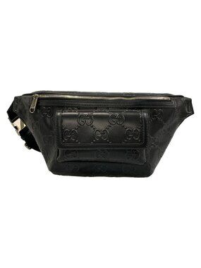 Gucci Waist Pouch Jumbo GG Large Belt Bag Black Leather